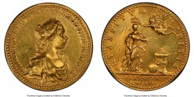 Queen Consort Charlotte gold "Coronation" Medal 1761 XF Details (Repaired) PCGS, BHM-66 (RRR), Eimer-696. 34mm. 36.54gm. By L. Natter. A very rare med...