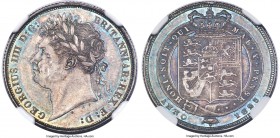 George IV Shilling 1825 MS66 NGC, KM687, S-3811. Laureate bust. An irreproachable gem unveiling soft surface tones that transition to a peripheral rin...