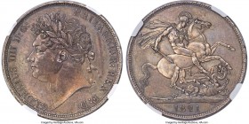 George IV Crown 1821 MS62 NGC, KM680.1, S-3805. Displaying a dark wood tone with clear underlying luster, every detail precisely rendered and bearing ...