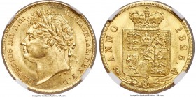George IV 1/2 Sovereign 1825 MS64+ NGC, KM689, S-3803. Laureate bust type. Decidedly on the precipice of gem preservation, displaying a dynamic and ov...