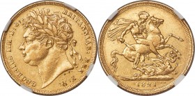 George IV gold Sovereign 1821 AU53 NGC, KM682, S-3800. Bearing little in the way of wear for its assigned grade, but muted in luster. A popular early ...