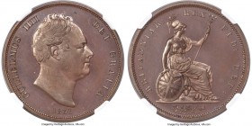 William IV bronzed copper Proof Penny 1831 PR65 Brown NGC, KM707a, S-3845, Peck-1457. No initials on truncation, coin rotation. From the William IV co...