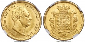 William IV gold 1/2 Sovereign 1835 MS61 NGC, KM722, S-3831. Large flan variety. Immensely brilliant and arguably conservatively graded for the type wi...