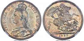 Victoria Crown 1887 MS65 NGC, KM765, S-3921, Dav-107, ESC-296. A luminous gem expressing a luxurious blanketing of lime-green color across its surface...
