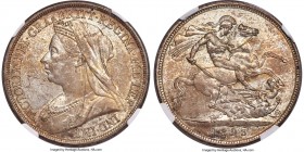 Victoria Crown 1893 MS65 NGC, KM783, S-3739. LVI edge. This piece, with its impressive silted peach toning which clings to the surfaces, would make it...