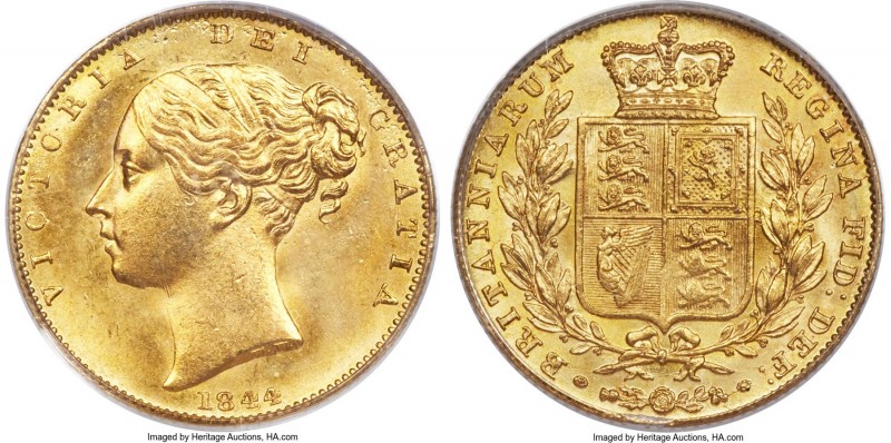 Victoria gold Sovereign 1844 MS65 PCGS, KM736.1, S-3852. An excellent example of...