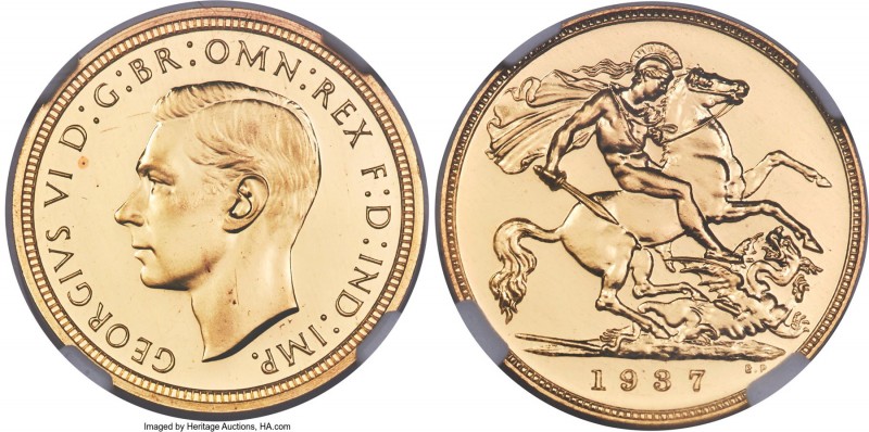 George VI gold Proof 1/2 Sovereign 1937 PR67 S NGC, KM858, S-4077. Mintage: 5,50...