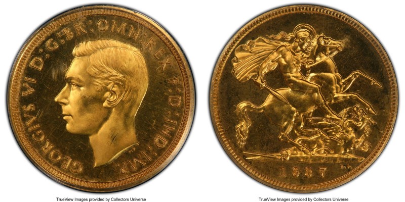 George VI gold Proof Sovereign 1937 PR64 PCGS, KM859, S-4076. Light frost remain...