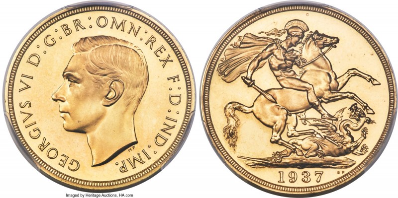 George VI gold Proof 2 Pounds 1937 PR66 Deep Cameo PCGS, KM860, S-4075. Mintage:...