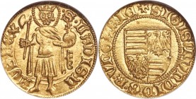 Sigismund gold Goldgulden ND (1387-1437) MS65 NGC, Buda mint, Fr-9, Husz-572, Lengyel-17/3. Reverse type with eagle in quartered shield. Fully brillia...