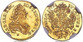 Joseph II gold 1/4 Ducat 1777 G-BV MS64+ NGC, Nagybanya mint (in Transylvania), KM-Unl., Fr-194, Resch-Unl. The single example of this rare denominati...