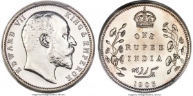 British India. Edward VII Proof Restrike Rupee 1903-(c) PR63 PCGS, Calcutta mint, KM508, S&W-7.16. Stunningly reflective and definitively struck, some...