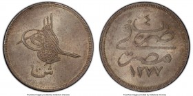 Ottoman Empire. Abdul Aziz 10 Qirsh AH 1277 Year 4 (1863/1864) MS64 PCGS, Mint given as Misr (in Egypt), though struck in Paris, KM257, UBK-pg. 67 (RR...