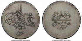 Ottoman Empire. Abdul Hamid II 20 Qirsh AH 1293 Year 1 (1876/1877) XF40 PCGS, Misr mint (in Egypt), KM283, UBK-pg. 104 (RRRR). Pleasingly uniform slat...