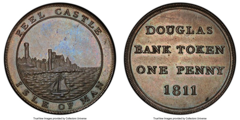 British Dependency copper Proof "Douglas Bank" Penny Token 1811 PR64 Brown PCGS,...