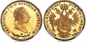 Lombardy-Venetia. Franz I gold 1/2 Sovrano 1831-M MS63+ NGC, Milan mint, KM-C10.1, Fr-741d. A stunning specimen with copper-gold coloration, lightly f...