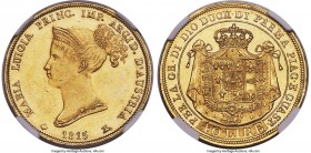 Parma. Maria Luigia gold 40 Lire 1815 MS61 NGC, KM-C32. Struck in the name of Marie Louise, second wife of Napoleon who reigned as Duchess of Parma fr...