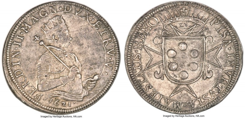 Pisa. Cosimio II de Medici Tallero 1621 AU55 NGC, KM20, Dav-4197. A worthy repre...