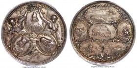 Venice. Francesco Morosini silver "Victory over the Turks" Medal 1687 MS62 PCGS, Voltolina-1057. 42mm. By G. Hautsch, Nürnberg. A spectacular silver m...
