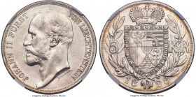 Johann II silver Essai 5 Kronen 1898 AU55 NGC, Vienna mint, KM-E2, HMZ-2-1376, Divo-92. Mintage: 100. Glistening argent surfaces mark the nearly uncir...