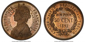 French Colony copper-nickel Specimen Piefort Essai 50 Centimes 1897 SP65 PCGS, KM-PE1, Lec-5. One of the most highly sought-after patterns in the earl...