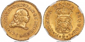 Ferdinand VI gold 2 Escudos 1753 Mo-MF AU55 NGC, Mexico City mint, KM126.2, Cal-163, Fr-10. A superior grade for a series that rarely rises above Extr...