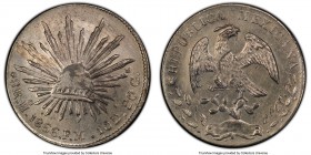 Republic 8 Reales 1866 Ho-FM AU Details (Cleaning) PCGS, Hermosillo mint, KM377.9, DP-Ho07 (Extremely Rare). A far better date-assayer combination tha...