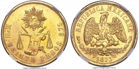 Republic gold 20 Pesos 1873 Mo-M MS63 NGC, Mexico City mint, KM414.6. A well-centered example benefitting from a centrally placed strike leaving clear...