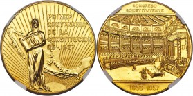 Estados Unidos gold "Constitution Centennial" Medallic 50 Pesos ND (1957)-Mo MS61 NGC, Mexico City mint, KM-M122A. 41.73gm. Erroneously described by N...
