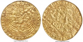 Gorinchem. City gold Imitative Rose Noble ND (1583-1591) AU55 NGC, Fr-80, S-1952, Schneider-848. 7.54gm. Struck in imitation of the gold Ryal (Rose No...