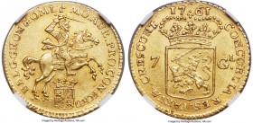 Groningen & Ommeland. Provincial gold 7 Gulden 1761 MS61 NGC, KM60, Fr-245, Delm-1162. Butter gold with touches of sunset tone, the devices subtly out...
