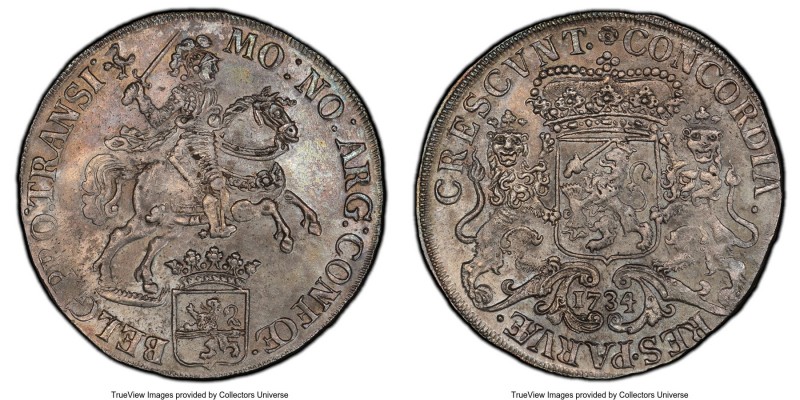 Overyssel. Provincial Ducaton (Silver Rider) 1734-Crane MS61 PCGS, KM80, Dav-182...