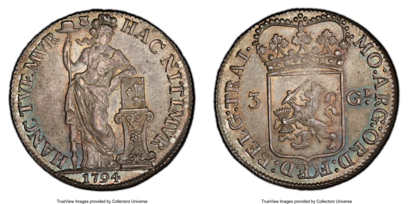 Utrecht. Provincial 3 Gulden 1794 MS65+ PCGS, KM117, Dav-1852. Truly exceptional...