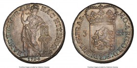 Utrecht. Provincial 3 Gulden 1794 MS65+ PCGS, KM117, Dav-1852. Truly exceptional in preservation and revealing leaping cartwheel luster that catches h...