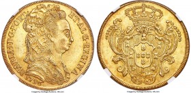 Maria I gold 4 Escudos (Peça) 1796 MS63+ NGC, Lisbon mint, KM299. An incomparable selection, currently unrivaled in this certified quality, with darke...