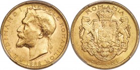 Ferdinand I gold Medallic "Coronation" 20 Lei 1922 (1928/1929)-(a) MS63 PCGS, London mint, KM-XM1, Stamb-082. Struck in commemoration of Ferdinand's c...