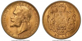 Ferdinand I gold Medallic "Coronation" 20 Lei 1922 (1928/1929)-(a) MS63 PCGS, London mint, KM-XM1, Stamb-082. Struck in commemoration of Ferdinand's c...