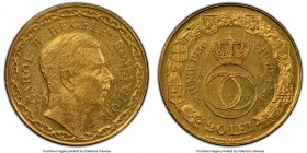 Carol II gold 20 Lei 1940 MS61 PCGS, Bucharest mint, KM-XM9, Fr-18, Stamb-108. Struck in commemoration of the 10th anniversary of Carol's reign. A des...