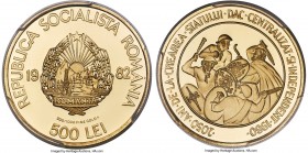 Socialist Republic gold Proof "2050th Anniversary of the First Independent State" 500 Lei 1982-FM PR70 Deep Cameo PCGS, Franklin mint, KM99, Stamb-195...