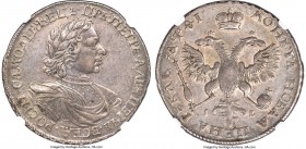 Peter I Rouble 1719 OK-ILL AU53 NGC, Red mint, KM157.2, Bit-824, Diakov-141. Variety with rivets on chest. Date written in old Russian (Slavonic) char...