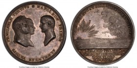 Alexander I silver Specimen "Treaties of Tilsit" Medal 1807 SP63 PCGS, Marienburg-2740, Bram-639, Diakov-312.2. 42mm. Obv. Conjoined busts of Alexande...