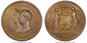 Nicholas I copper Specimen "Marriage of Alexander Nikolaevich and Maria Alexandrovna" Medal 1841 SP63 PCGS, St. Petersburg mint, Bit-904, Smirnov-Unl....