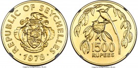 Republic gold "Flycatcher" 1500 Rupees 1978 MS68 NGC, KM41. Mintage: 683. Conservation series. AGW 0.9675 oz. 

HID09801242017

© 2020 Heritage Au...