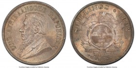 Republic "Single Shaft" 5 Shillings 1892 MS62 PCGS, Berlin mint, KM8.1. Mintage: 14,000. A fabulous and fully Mint State representative bearing satiny...