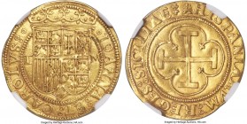 Charles & Johanna (1516-1555) gold Cob Escudo ND (from 1535) T-M MS62 NGC, Toledo mint, Cal-61, Cay-3150. 3.32gm. A generally rarer mint for the type,...