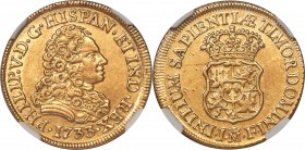 Philip V gold 2 Escudos 1733-JF AU Details (Cleaned) NGC, Madrid mint, KM352. A remarkably handsome coin in spite of the noted cleaning, appealing ora...
