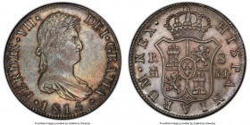 Ferdinand VII 8 Reales 1815 M-GJ MS64 PCGS, Madrid mint, KM466.3. Variety with dot between DEI GRATIA. Tied for the finest of this usually low-grade t...