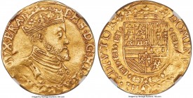 Brabant. Philip II of Spain gold Real d'Or ND (1555-1576) UNC Details (Obverse Scratched) NGC, Maastricht mint, Fr-65, Delm-119. The recipient of an u...
