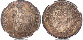Appenzell. Canton 4 Franken 1816 MS65 NGC, Bern mint, KM12, HMZ-2-28b. Mintage: 1,850. A markedly prohibitive entry in the Swiss cantonal taler series...