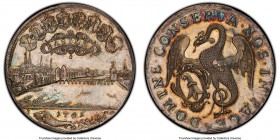 Basel. City Taler 1741 MS62 PCGS, KM149, Dav-1750. A well-defined example showcasing scattered gold and lagoon blue toning accents over surfaces displ...